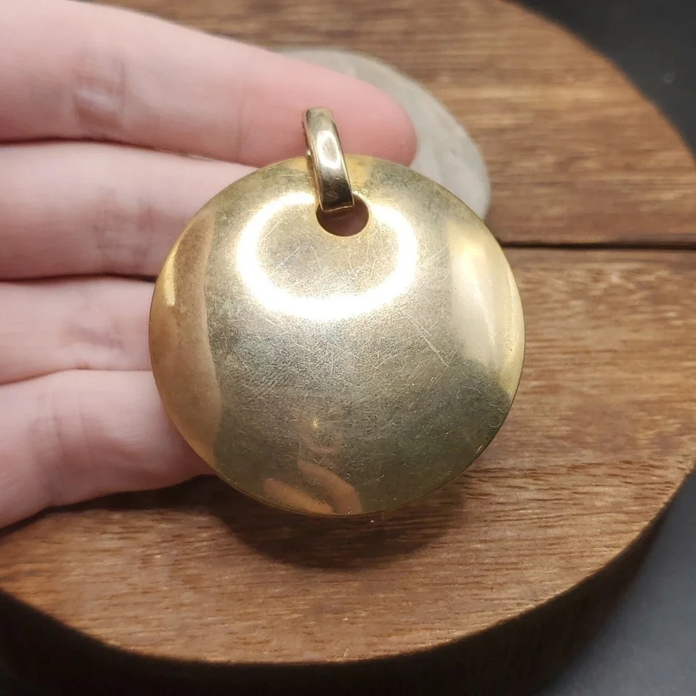 Gold tone medallion domed necklace pendant